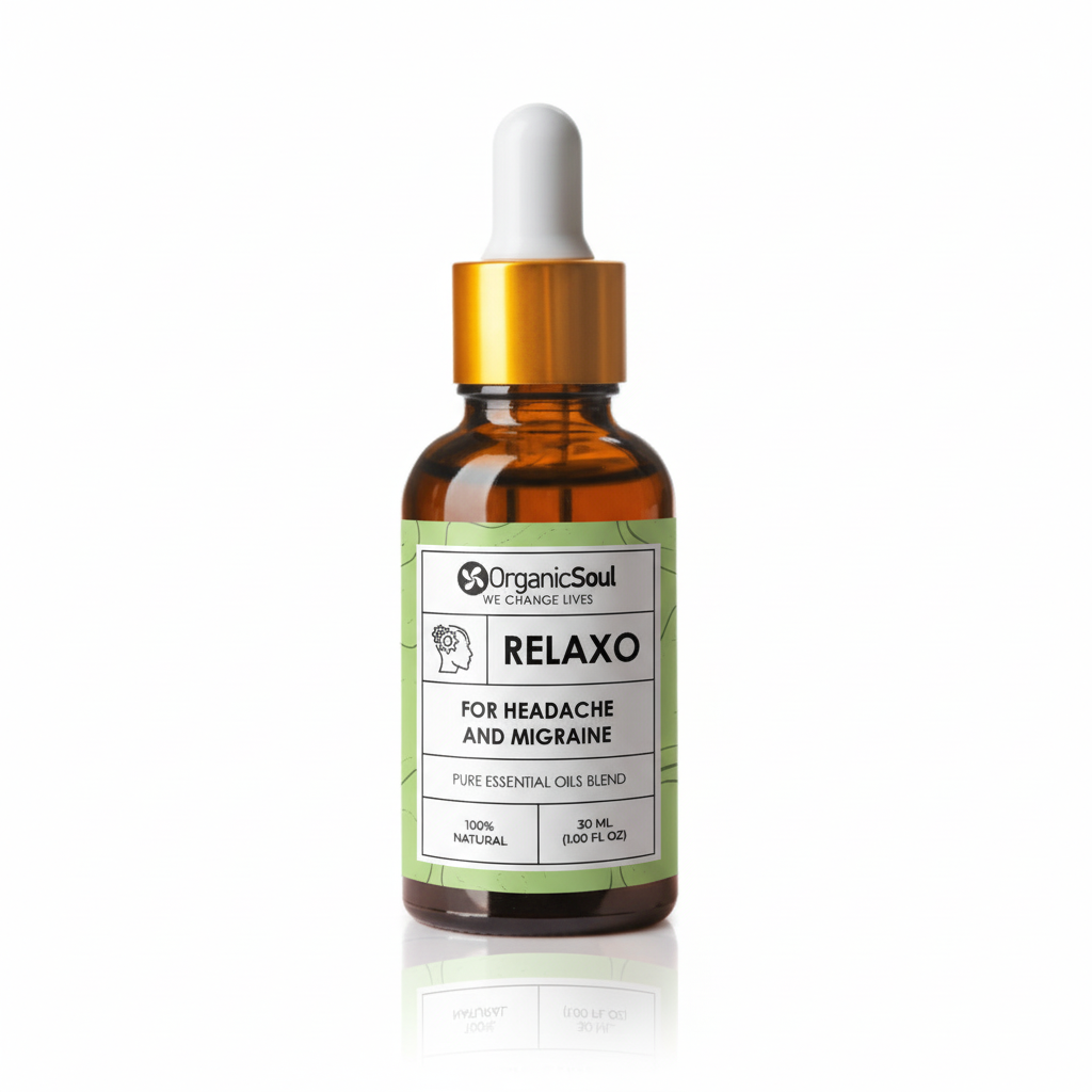 Relaxo Essential Oil for Headache & Migraine - 30ml Bottle with Green Label
